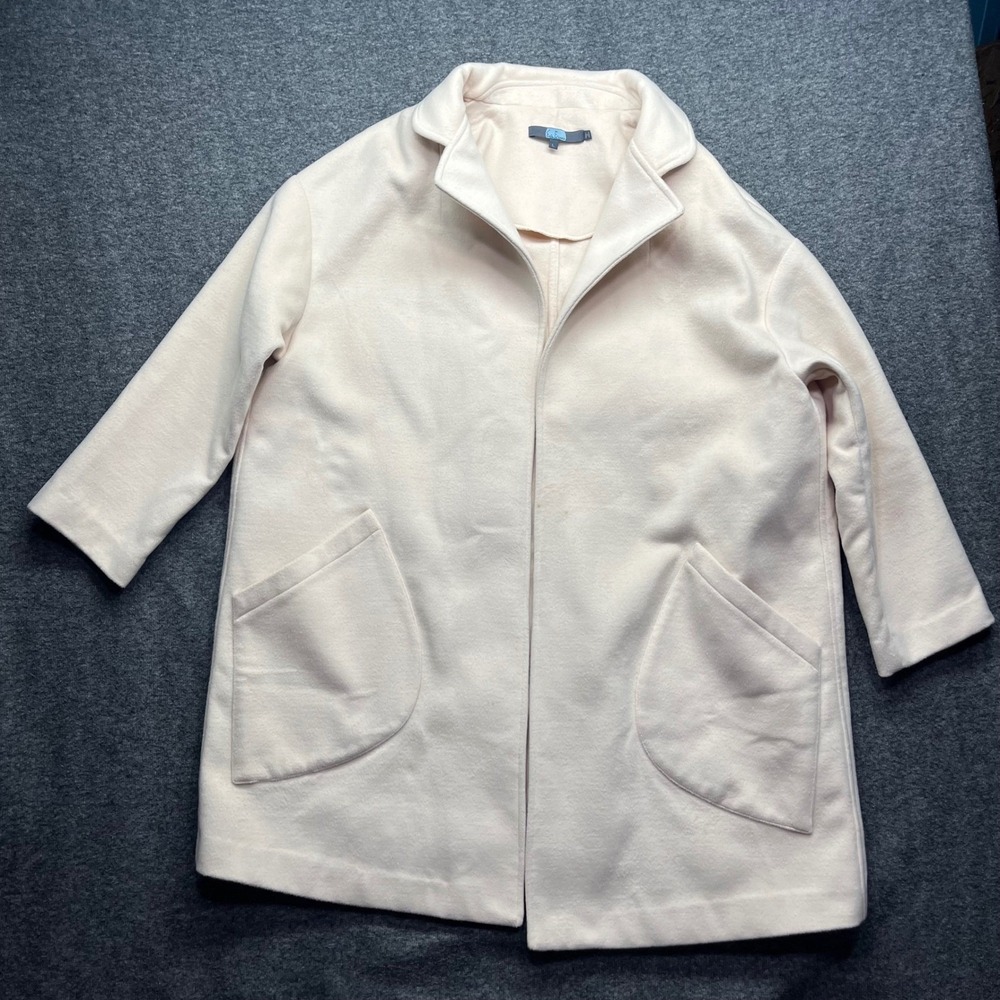Eva Franco Coat Womens Large Cream Open Front Pocket Long Sleeve Style 8109